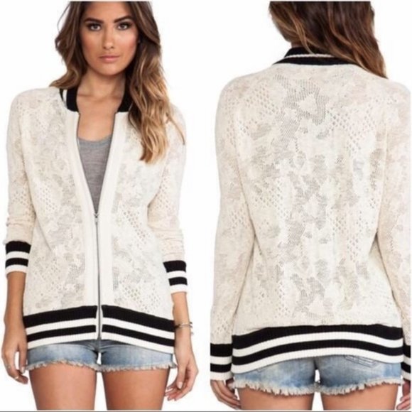 Free People Jackets & Blazers - Free People Lace Varsity Bomber Jacket